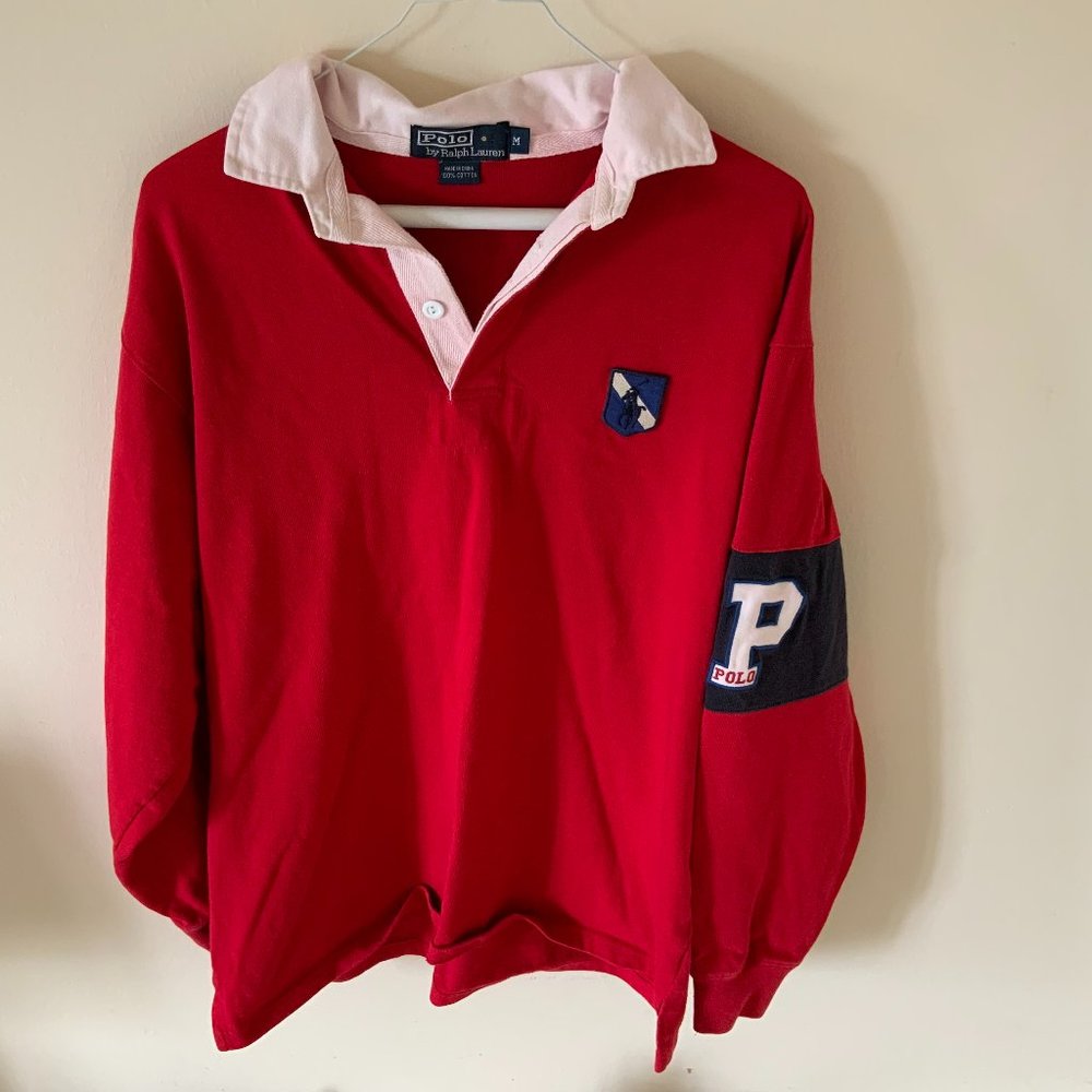 Ralph Lauren Male Red Long Sleeve Polo M
